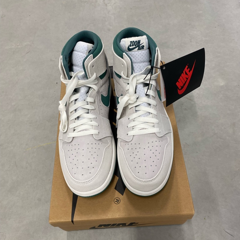 Nike White and Green High-Top Sneakers